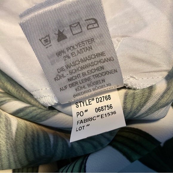 Elaine Rose Pants Palm Leaf Palazzo Loose Fit Wide Leg Green White Print size L - Picture 7 of 11